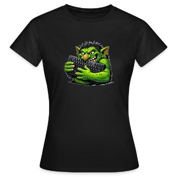 Troll malveillant avec un clavier - T-shirt Femme - noir - Devant - AI Model Female 172 dark (172cm)