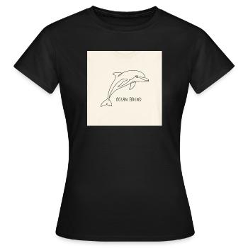 Delfin Linienkunst: Ozeanfreund - Frauen T-Shirt - Schwarz - Vorne - AI Model Female 172 dark (172cm)