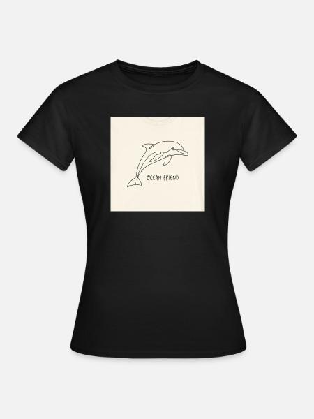 Delfin Linienkunst: Ozeanfreund - Frauen T-Shirt - Schwarz