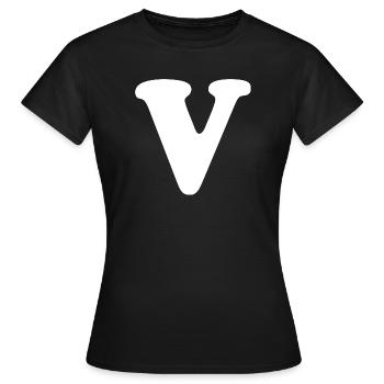 Gros imprimé en V | Lettre V | V Logo - T-shirt Femme - noir - Devant - AI Model Female 172 dark (172cm)