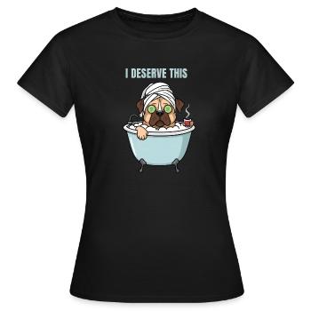 Jour Spa que je mérite : Chien de bain - T-shirt Femme - noir - Devant - AI Model Female 172 dark (172cm)