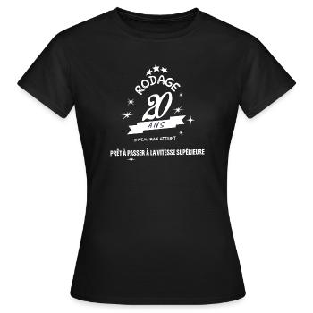Fin De Rodage 20 Ans - Humour Auto - T-shirt Femme - noir - Devant - AI Model Female 172 dark (172cm)
