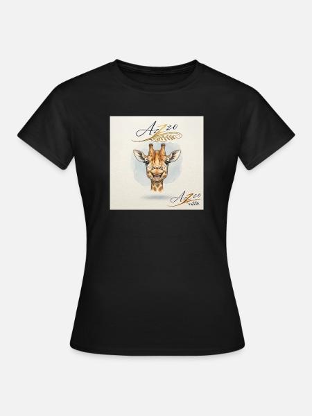 Cheerful Giraffe in Watercolor Style – Azzo - Women's T-Shirt - black