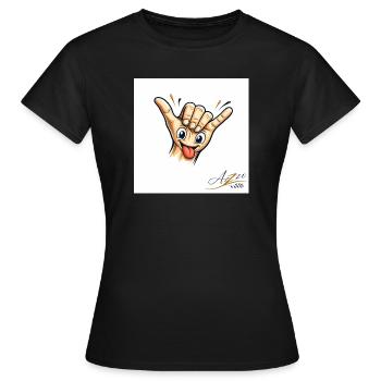 Shaka Hand Cartoon with Tongue - Women's T-Shirt - black - Front - AI Model Female 172 dark (172cm)