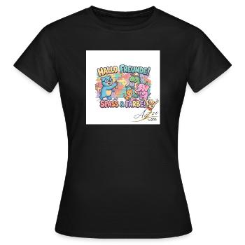 Hallo Freunde Spass und Farbe - Frauen T-Shirt - Schwarz - Vorne - AI Model Female 172 dark (172cm)