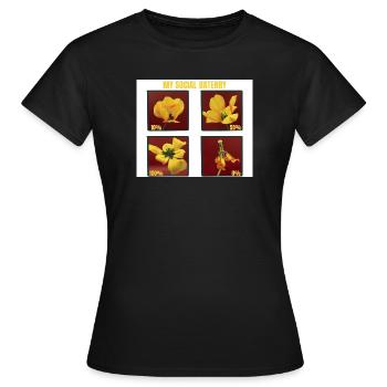 My Social Battery Funny Yellow Tulip Flower  - Women's T-Shirt - black - Front - AI Model Female 172 dark (172cm)