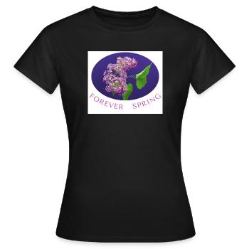 FOREVER SPRING Lilac Photo Print  - Women's T-Shirt - black - Front - AI Model Female 172 dark (172cm)