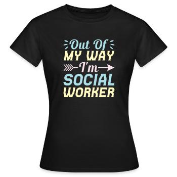 Citation d’assistant social : Écartez-vous du travail social - T-shirt Femme - noir - Devant - AI Model Female 172 dark (172cm)
