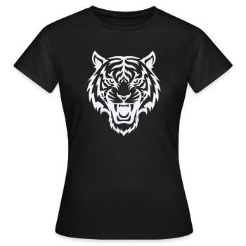 Stylized tiger head pattern - Women's T-Shirt - black - Front - AI Model Female 172 dark (172cm)