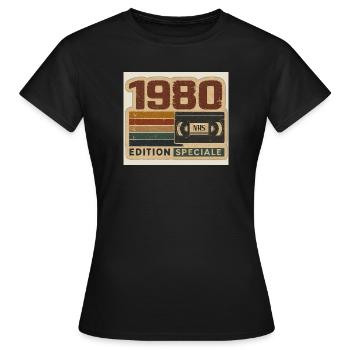 1980  VHS Vintage - T-shirt Femme - noir - Devant - AI Model Female 172 dark (172cm)