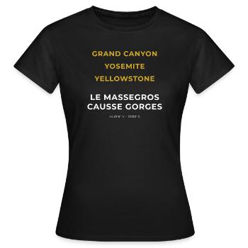 Le Massegros Causse Gorges Lozère - Grand Canyon - T-shirt Femme - noir - Devant - AI Model Female 172 dark (172cm)