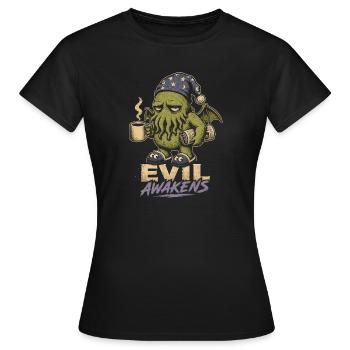 Evil Awakens: Cosmic Coffee - Women's T-Shirt - black - Front - AI Model Female 172 dark (172cm)