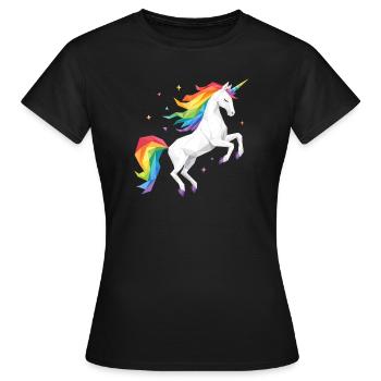 Licorne arc-en-ciel géométrique - T-shirt Femme - noir - Devant - AI Model Female 172 dark (172cm)