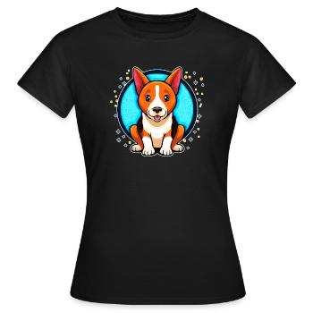 Basenji Dog (portrait comique) - T-shirt Femme - noir - Devant - AI Model Female 172 dark (172cm)