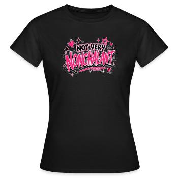Pas très nonchalant écriture rose néon - T-shirt Femme - noir - Devant - AI Model Female 172 dark (172cm)