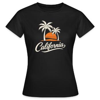 Palmiers et Coucher Californien - T-shirt Femme - noir - Devant - AI Model Female 172 dark (172cm)