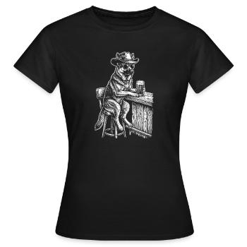 Chien de cowboy Bière Drôle de chien de berger - T-shirt Femme - noir - Devant - AI Model Female 172 dark (172cm)