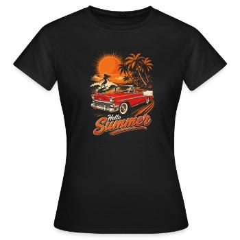 Summer Vintage Convertible and Surf - Women's T-Shirt - black - Front - AI Model Female 172 dark (172cm)