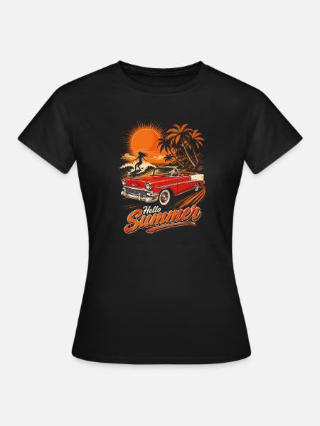 Summer Vintage Convertible and Surf - Women's T-Shirt - black