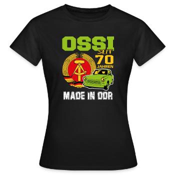 Geburtstag DDR Ossi Ost Produkt 70 Jahre - Frauen T-Shirt - Schwarz - Vorne - AI Model Female 172 dark (172cm)