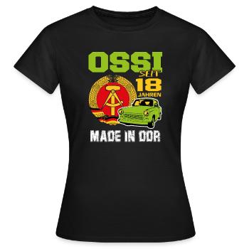 Geburtstag DDR Ossi Ost Produkt 18 Jahre - Frauen T-Shirt - Schwarz - Vorne - AI Model Female 172 dark (172cm)