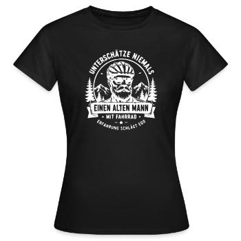 Unterschätze niemals alten Mann mit Fahrrad - Frauen T-Shirt - Schwarz - Vorne - AI Model Female 172 dark (172cm)