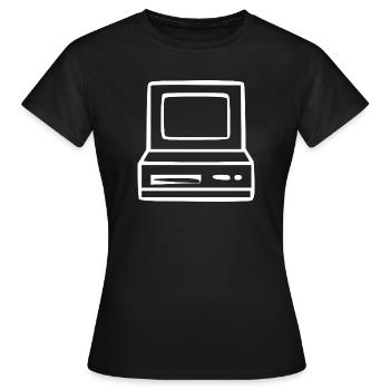 Retro Computer Vintage 80er 90er Jahre Geschenk  - Frauen T-Shirt - Schwarz - Vorne - AI Model Female 172 dark (172cm)