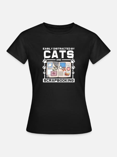 Katzen und Scrapbooking - Frauen T-Shirt - Schwarz
