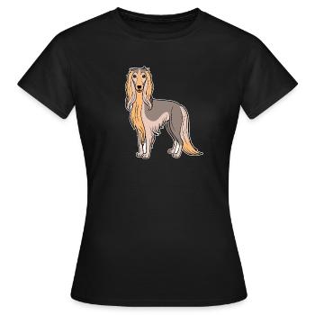 Afghan Hound (comic) - Women's T-Shirt - black - Front - AI Model Female 172 dark (172cm)
