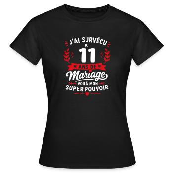 Survécu 11 ans de mariage - T-shirt Femme - noir - Devant - AI Model Female 172 dark (172cm)