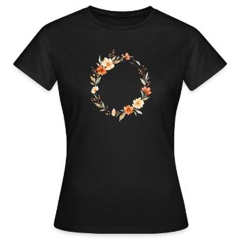 Boho Floral Wreath Personalizable - Women's T-Shirt - black - Front - AI Model Female 172 dark (172cm)