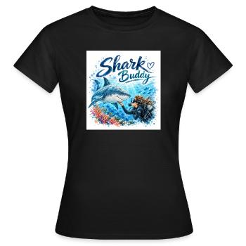 Compagnon Requin Ami Sous-marin - T-shirt Femme - noir - Devant - AI Model Female 172 dark (172cm)
