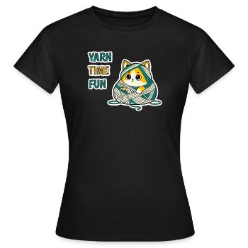 Cute Yarn Kitty Baby Cat Kawaii Sticker Gift Art - Women's T-Shirt - black - Front - AI Model Female 172 dark (172cm)