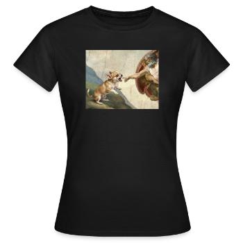 Dog God Hand Chihuahua Dogs meme - Women's T-Shirt - black - Front - AI Model Female 172 dark (172cm)