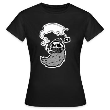 Crâne de surfeur – Crâne avec vague et cœur - T-shirt Femme - noir - Devant - AI Model Female 172 dark (172cm)