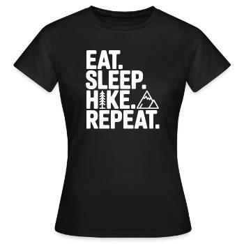 Mange. Dors. Hike. Répétez. - T-shirt Femme - noir - Devant - AI Model Female 172 dark (172cm)