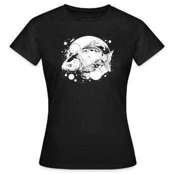Fishing Street Art - Women's T-Shirt - black - Front - AI Model Female 172 dark (172cm)