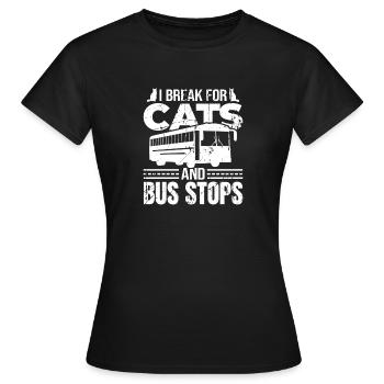 Je freine pour les chats et les arrêts de bus - T-shirt Femme - noir - Devant - AI Model Female 172 dark (172cm)