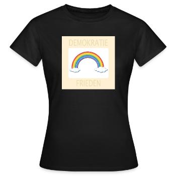 DEMOKRATIE REGENBOGEN FRIEDEN - Frauen T-Shirt - Schwarz - Vorne - AI Model Female 172 dark (172cm)