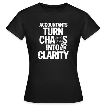 Les comptables transforment le chaos en clarté - T-shirt Femme - noir - Devant - AI Model Female 172 dark (172cm)