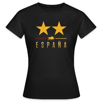 Spanien Zweiter Stern Fußball - Frauen T-Shirt - Schwarz - Vorne - AI Model Female 172 dark (172cm)
