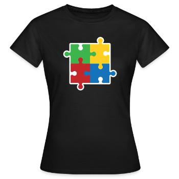 Icône du puzzle de l’autisme - T-shirt Femme - noir - Devant - AI Model Female 172 dark (172cm)