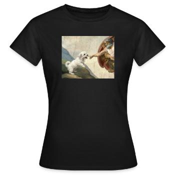Mème des chiens maltais de la main du chien - T-shirt Femme - noir - Devant - AI Model Female 172 dark (172cm)