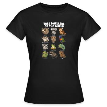 Tree Dwellers Cute Cartoon Table - Women's T-Shirt - black - Front - AI Model Female 172 dark (172cm)