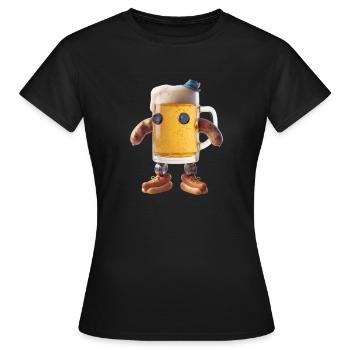 Personnage de la Chope de Bière avec des bras en saucisse - T-shirt Femme - noir - Devant - AI Model Female 172 dark (172cm)