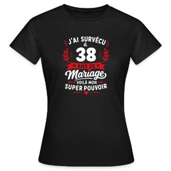 Survécu à 38 ans de mariage - T-shirt Femme - noir - Devant - AI Model Female 172 dark (172cm)