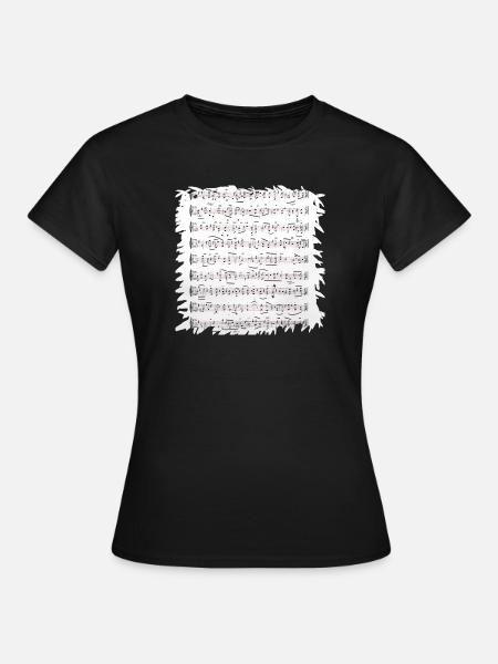 Schwarzweiß Notenblatt mit Rand - Frauen T-Shirt - Schwarz