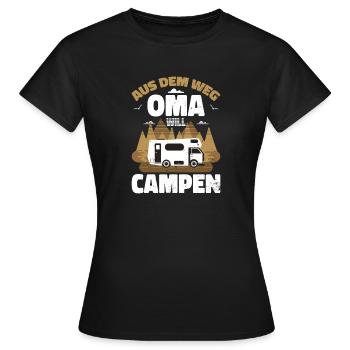 Aus dem Weg Oma campt - Frauen T-Shirt - Schwarz - Vorne - AI Model Female 172 dark (172cm)