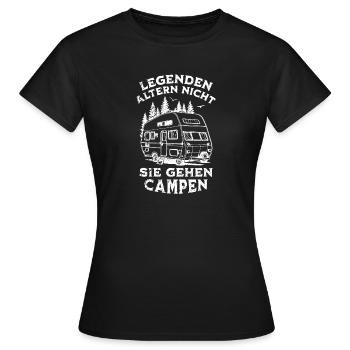 Legenden gehen campen - Frauen T-Shirt - Schwarz - Vorne - AI Model Female 172 dark (172cm)