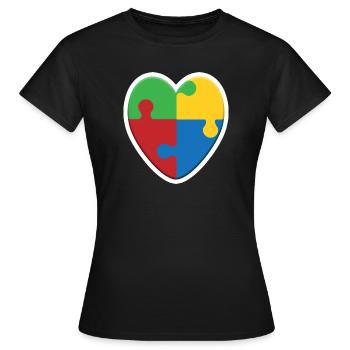Puzzle du cœur de l’autisme - T-shirt Femme - noir - Devant - AI Model Female 172 dark (172cm)